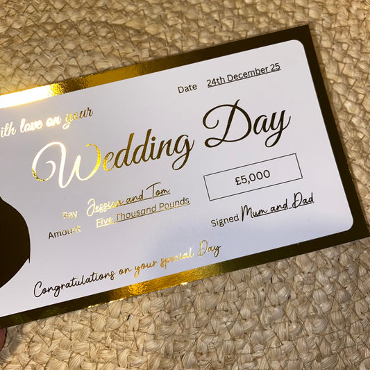 Foiled Ticket: Wedding Day, Cheque, Gift card