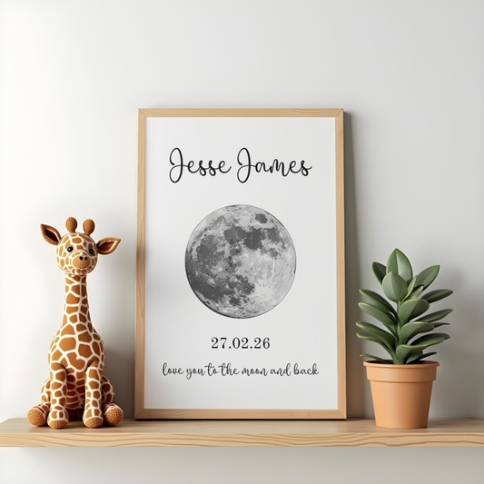 A4 Print, Love you to the moon and back, Foiled Moon