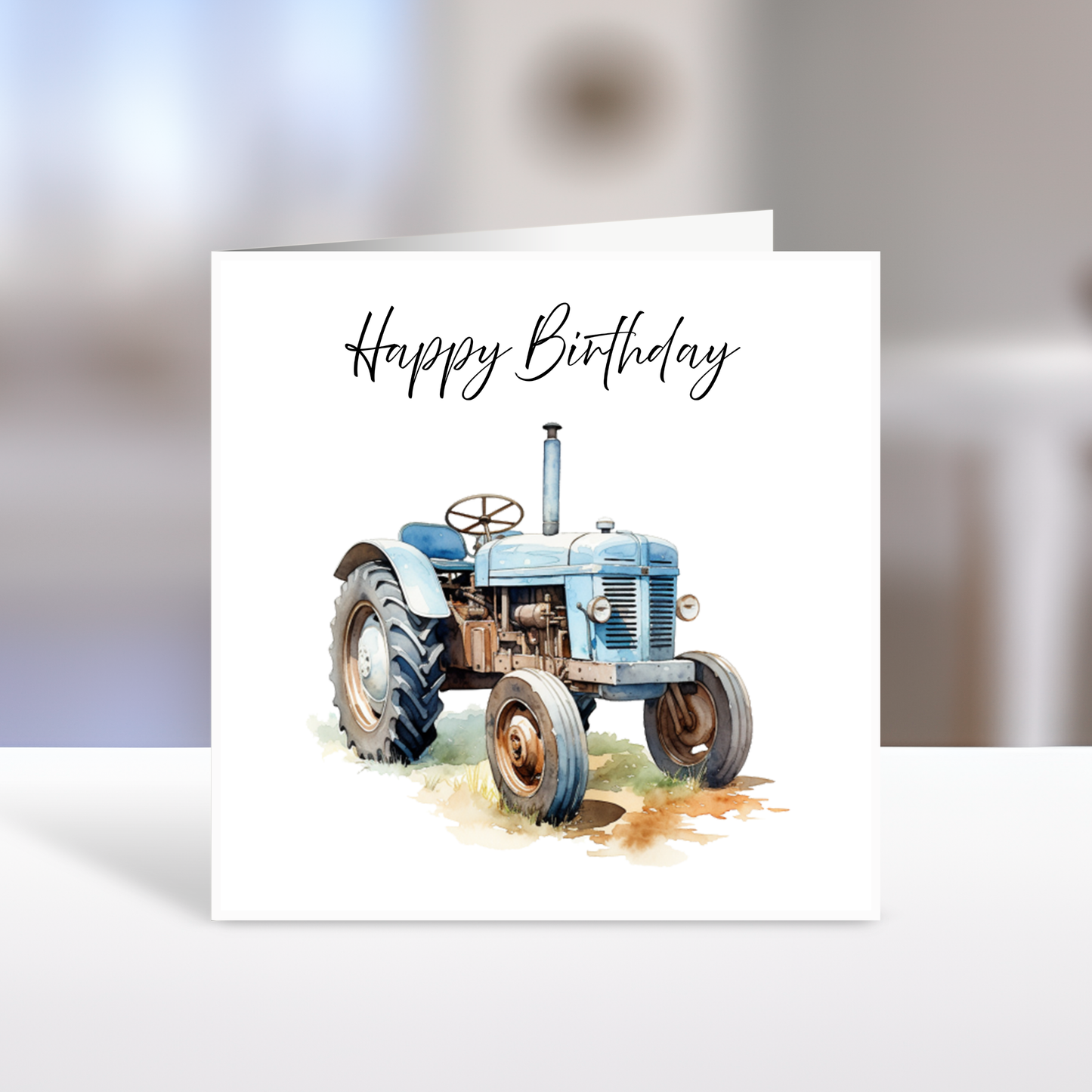 Happy Birthday Card - Blue Tractor