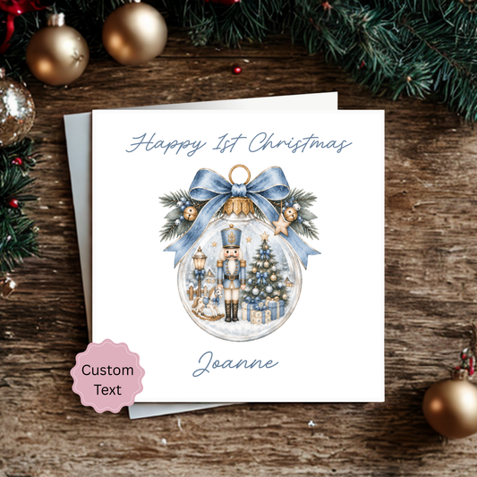 Christmas Card - Blue Nutcracker - Bauble