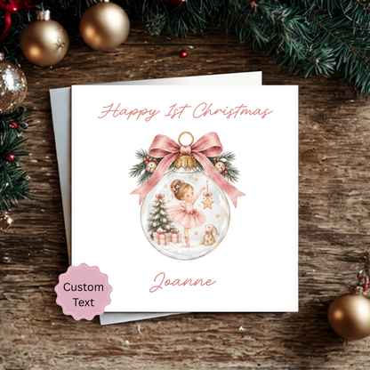 Christmas Card - Pink Ballerina - Bauble