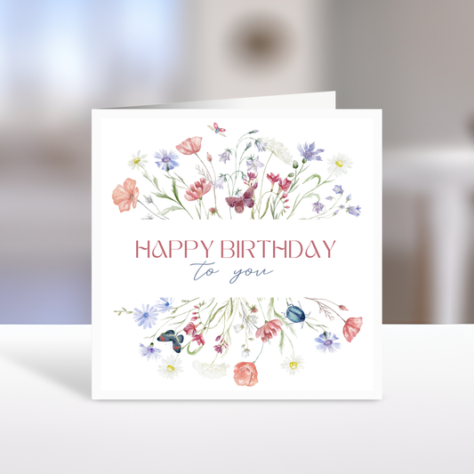 Happy Birthday Card, Wild Flowers