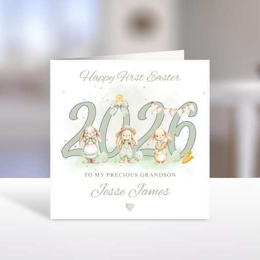 Happy First Easter to my Precious Grandson, 2026, Green, Personalised