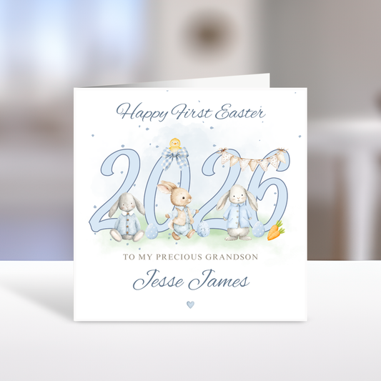 Happy First Easter to my Precious Grandson, 2026, Blue, Personalised