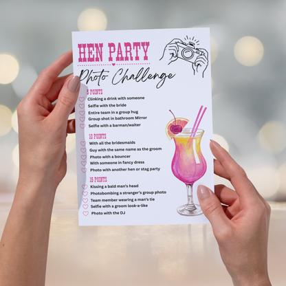 Hen Party Photo Challenge – Scavenger Hunt Game | Instant Digital Download A5