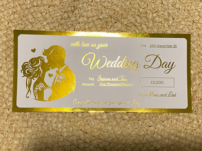 Foiled Ticket:  Wedding Day, Cheque, Gift card