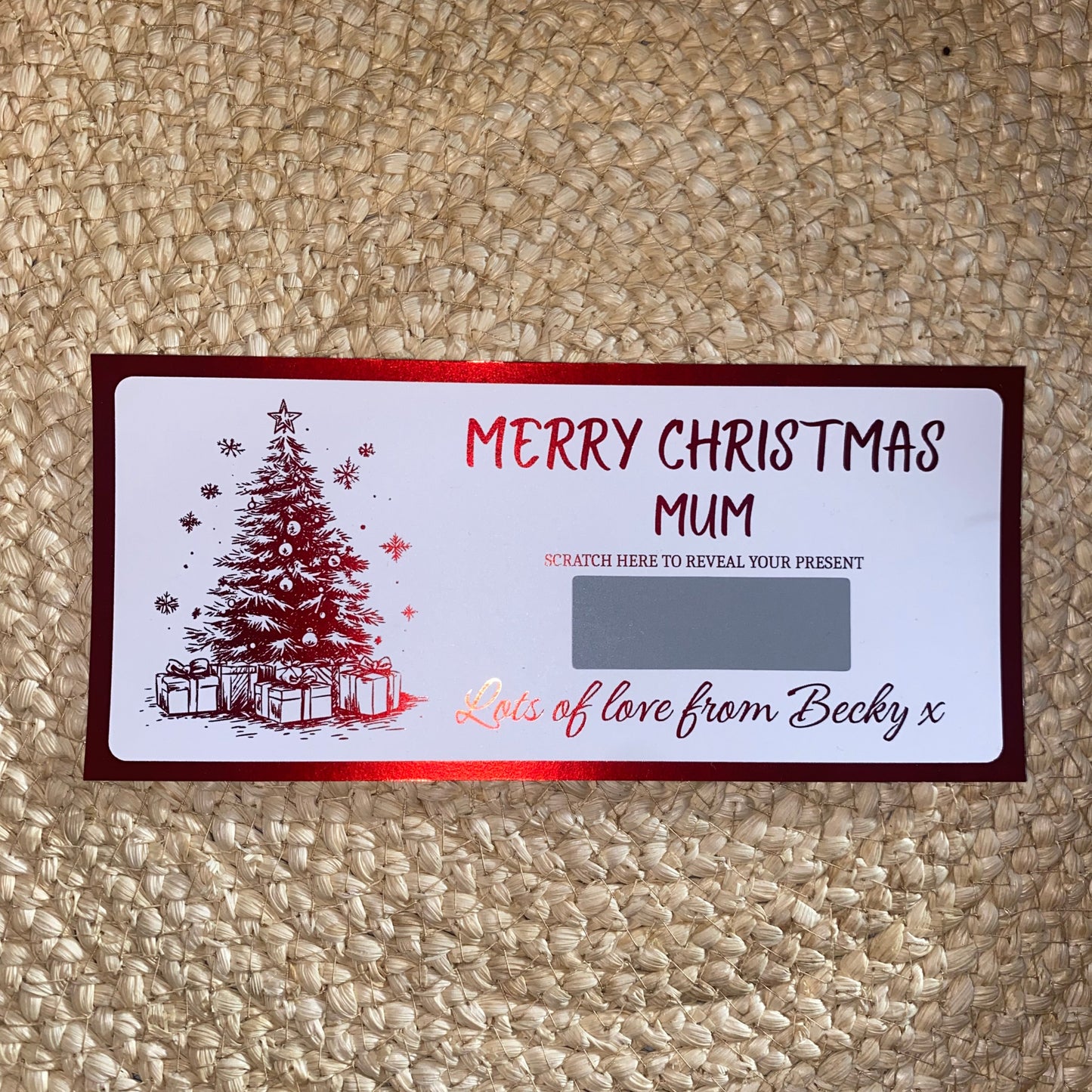 Foiled Ticket:  Christmas Tree, Reveal Sticker