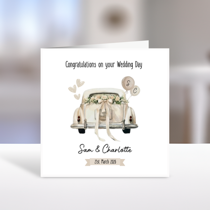 Wedding Day Card, Congratulations, Personalised