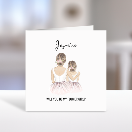 Will you be my flower girl/bridesmaid card, Personalised